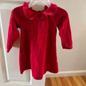 Hanna Andersson Red Velour Ruffle Collar Dress